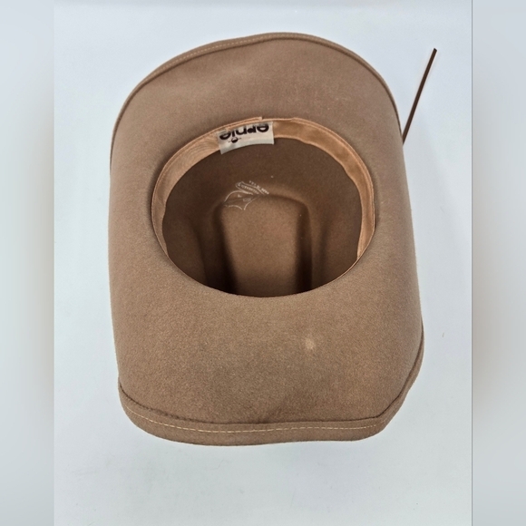 VINTAGE GEO. W BOLLMAN TAN WOOL COWBOY HAT LEATHER FEATHERS WESTERN WOMEN OS 80s - Picture 8 of 15